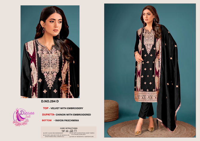 Dinsaa 294 A To D Embroidered Velvet Pakistani Suits Suppliers In India
